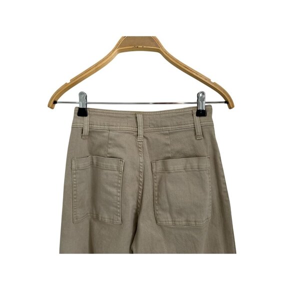 Oat High-Waisted Wide-Leg Jeans Khaki Color Pants With Frayed Hem - Picture 6 of 9